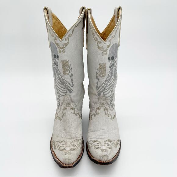 Yippee Ki Yay Old Gringo Women's 7.5 White Skeleton Selfie Western Cowgirl Boots - Picture 6 of 12